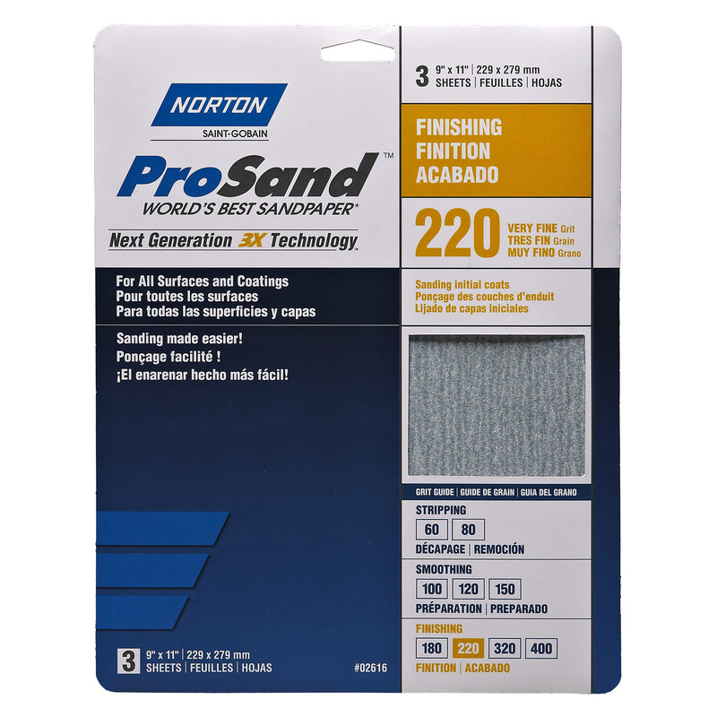 Norton Pro Sand Sandpaper - 3 Pack